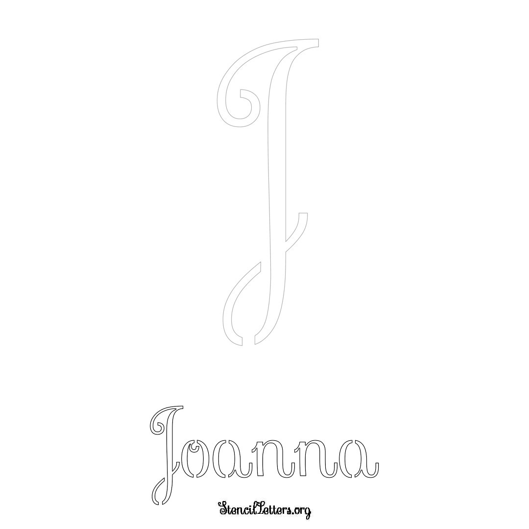 Joanna printable name initial stencil in Ornamental Cursive Lettering