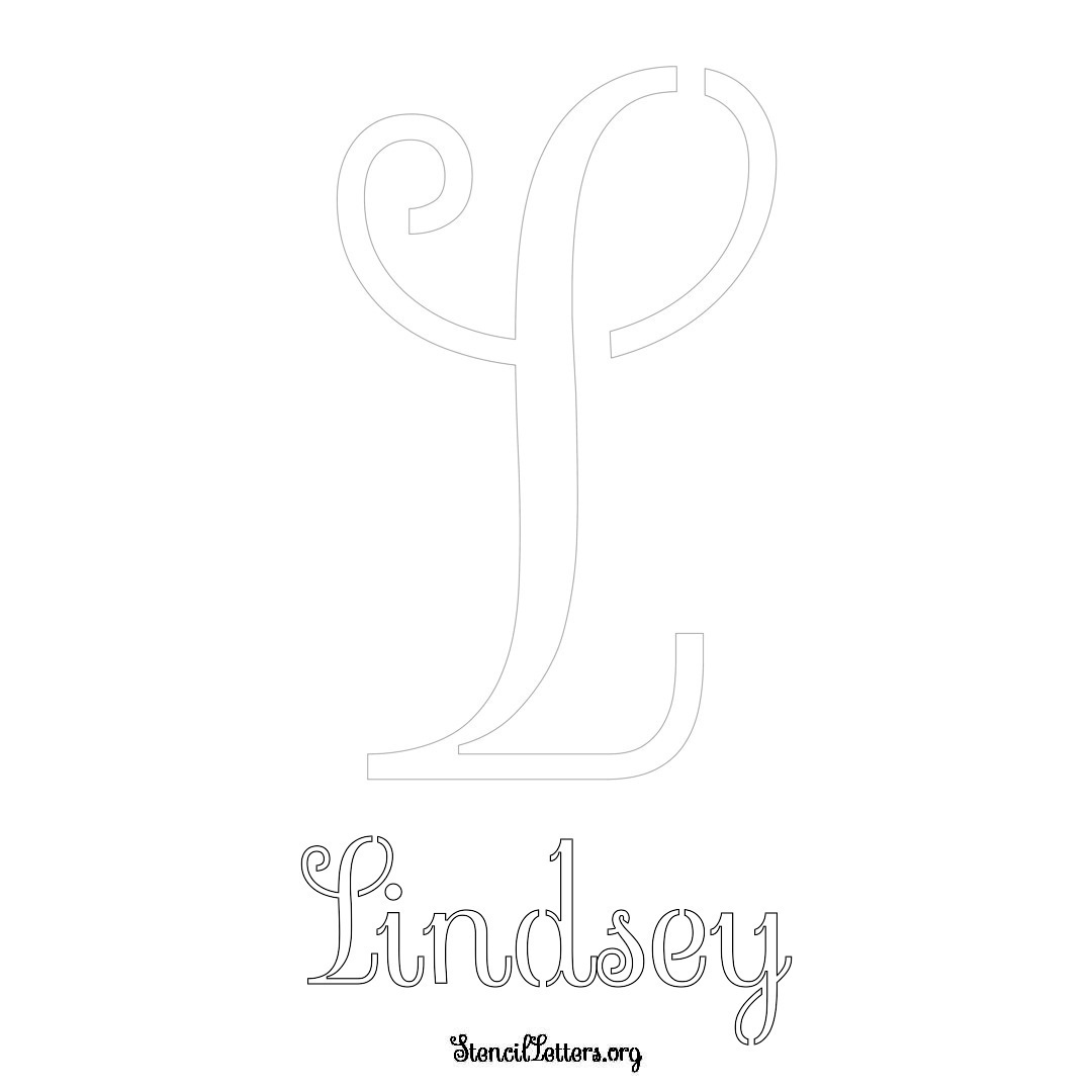 Lindsey printable name initial stencil in Ornamental Cursive Lettering