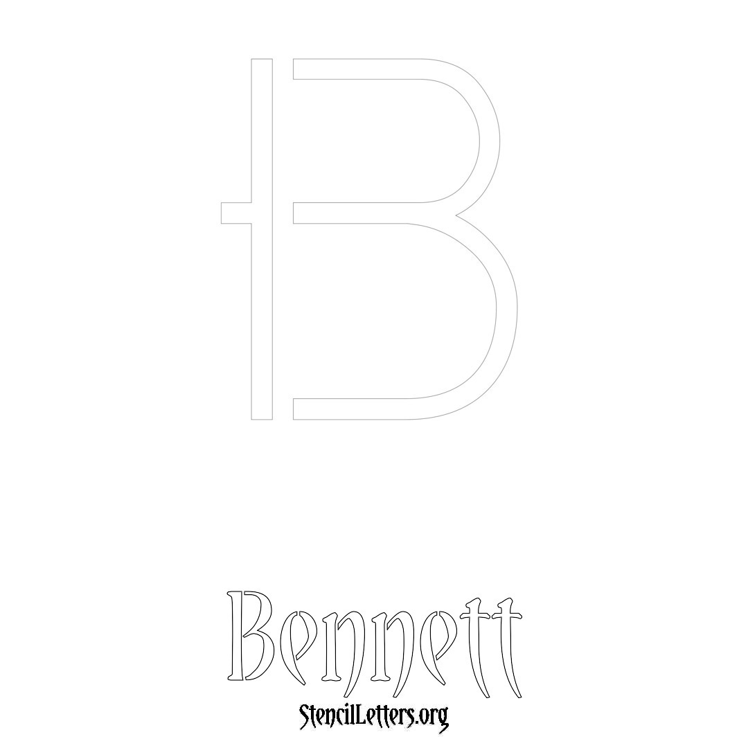Bennett printable name initial stencil in Simple Elegant Lettering