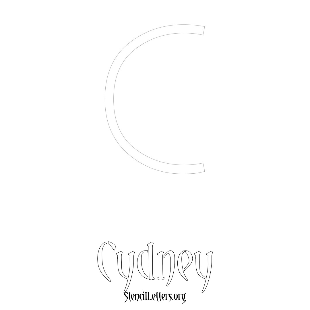 Cydney printable name initial stencil in Simple Elegant Lettering