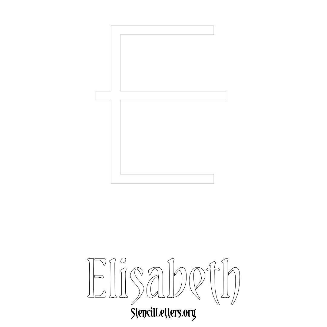 Elisabeth printable name initial stencil in Simple Elegant Lettering