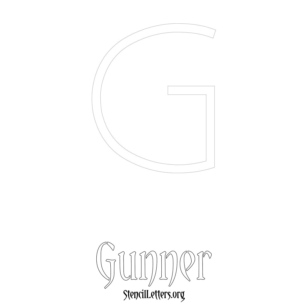 Gunner printable name initial stencil in Simple Elegant Lettering