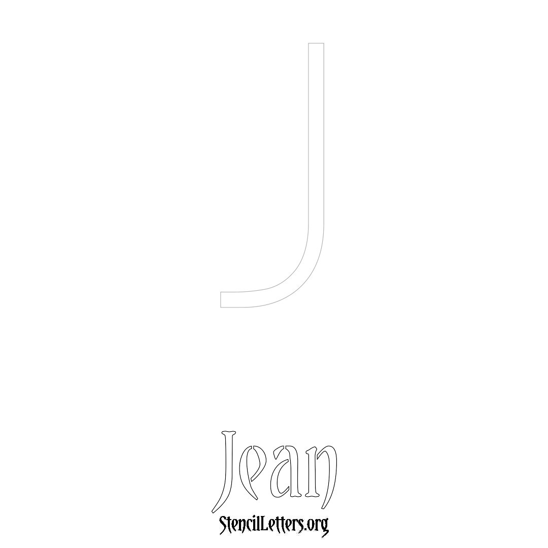 Jean printable name initial stencil in Simple Elegant Lettering