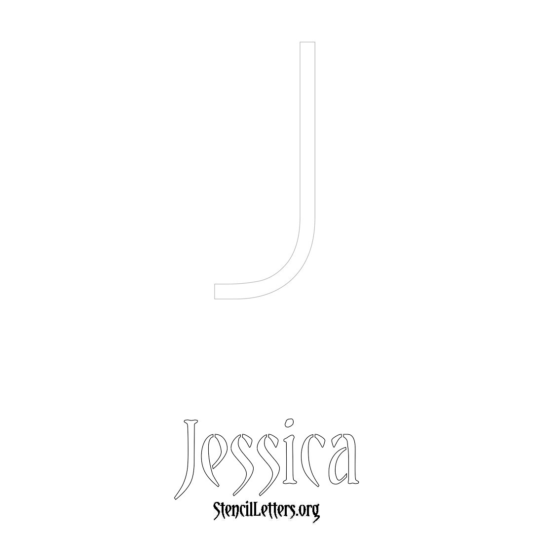 Jessica printable name initial stencil in Simple Elegant Lettering