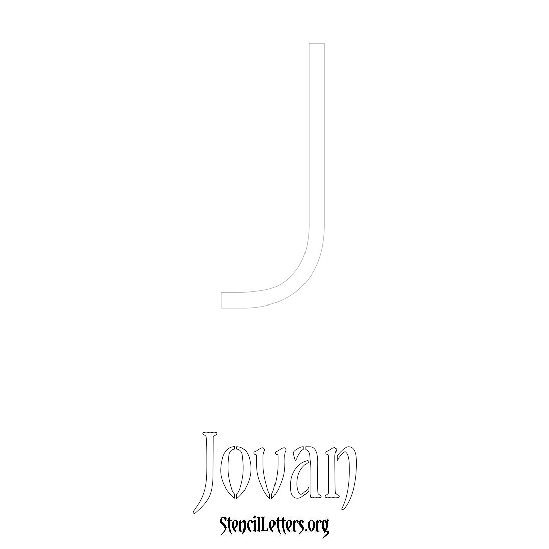 Jovan printable name initial stencil in Simple Elegant Lettering