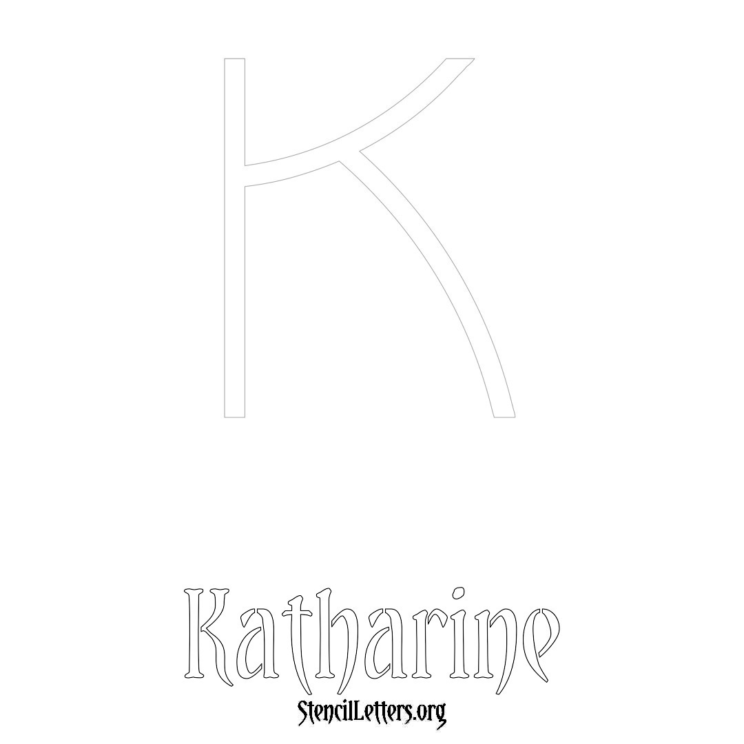 Katharine printable name initial stencil in Simple Elegant Lettering