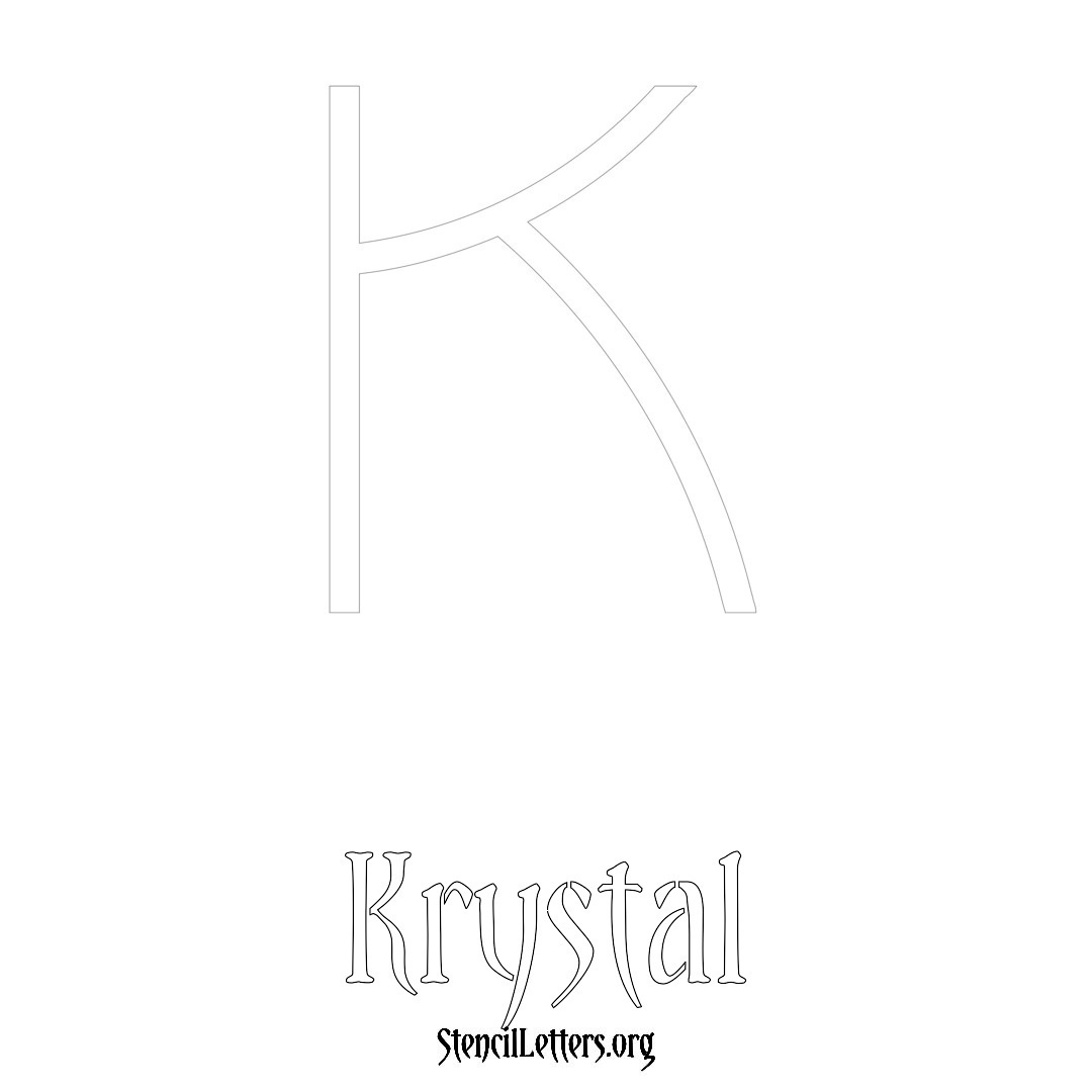 Krystal printable name initial stencil in Simple Elegant Lettering