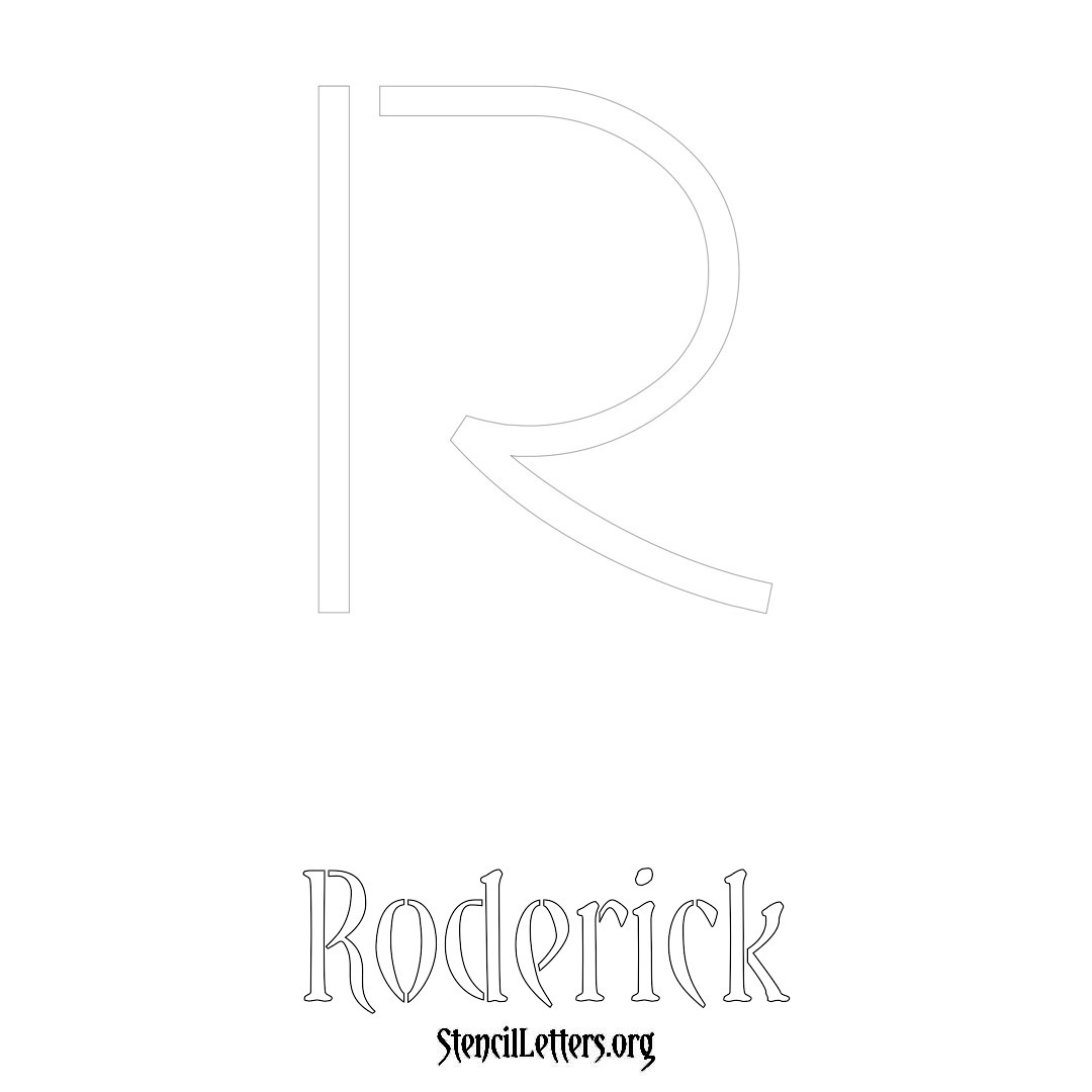 Roderick printable name initial stencil in Simple Elegant Lettering