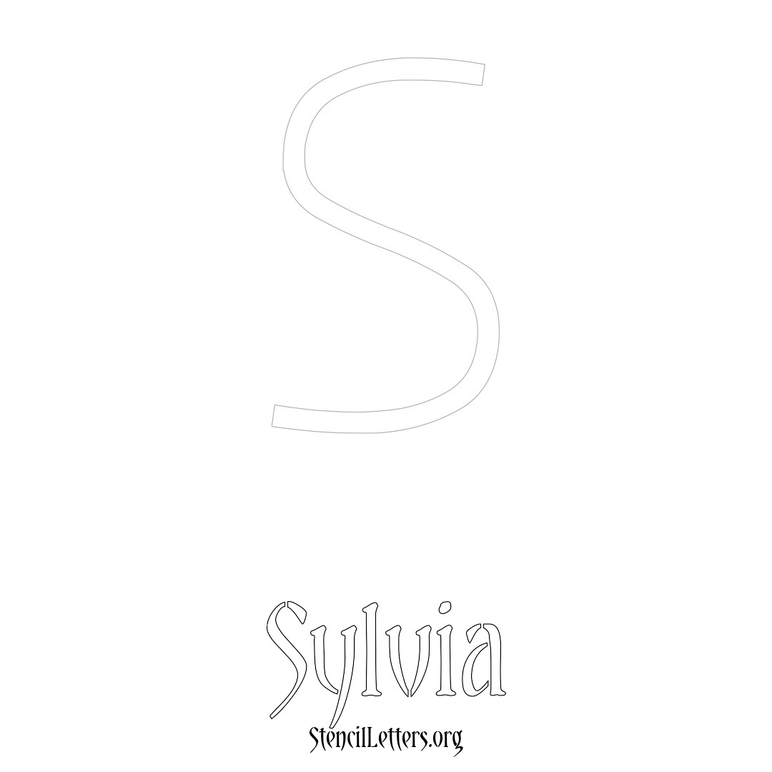 Sylvia printable name initial stencil in Simple Elegant Lettering