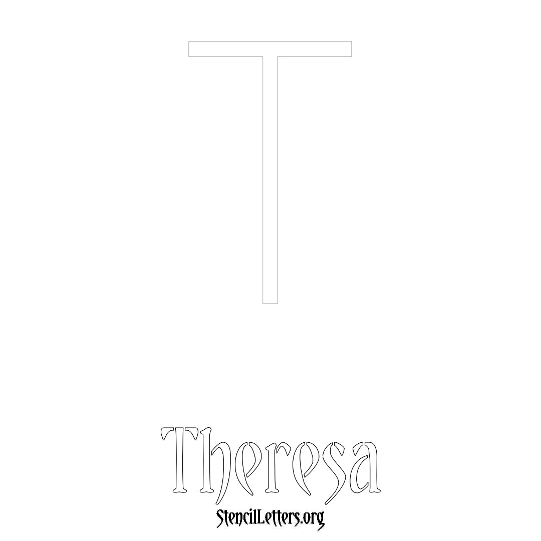 Theresa printable name initial stencil in Simple Elegant Lettering