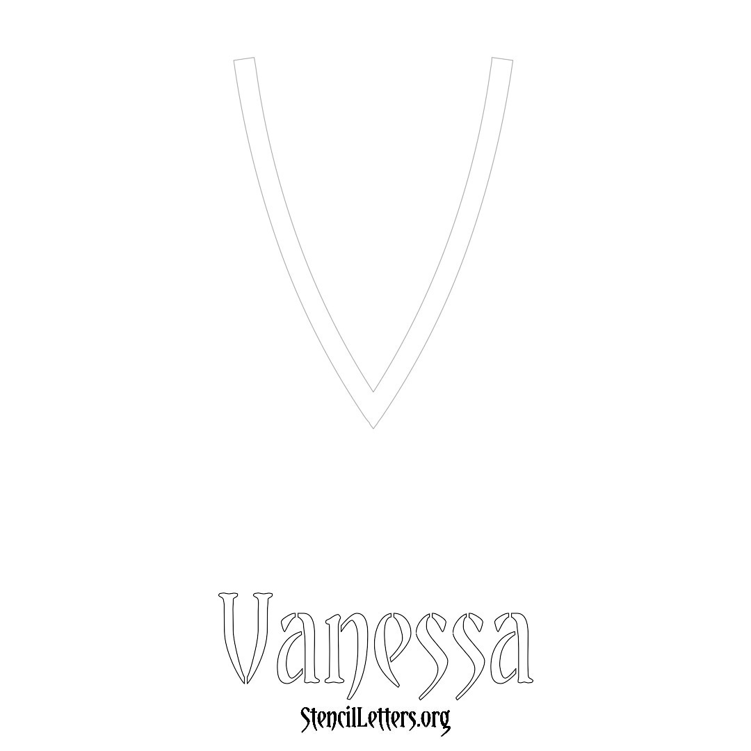 Vanessa printable name initial stencil in Simple Elegant Lettering