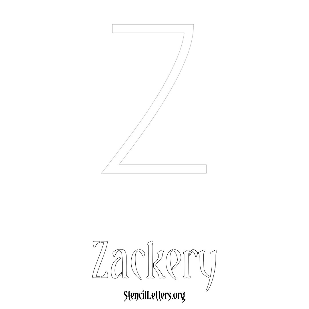 Zackery printable name initial stencil in Simple Elegant Lettering