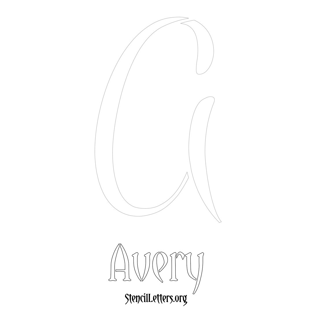 Avery printable name initial stencil in Vintage Brush Lettering