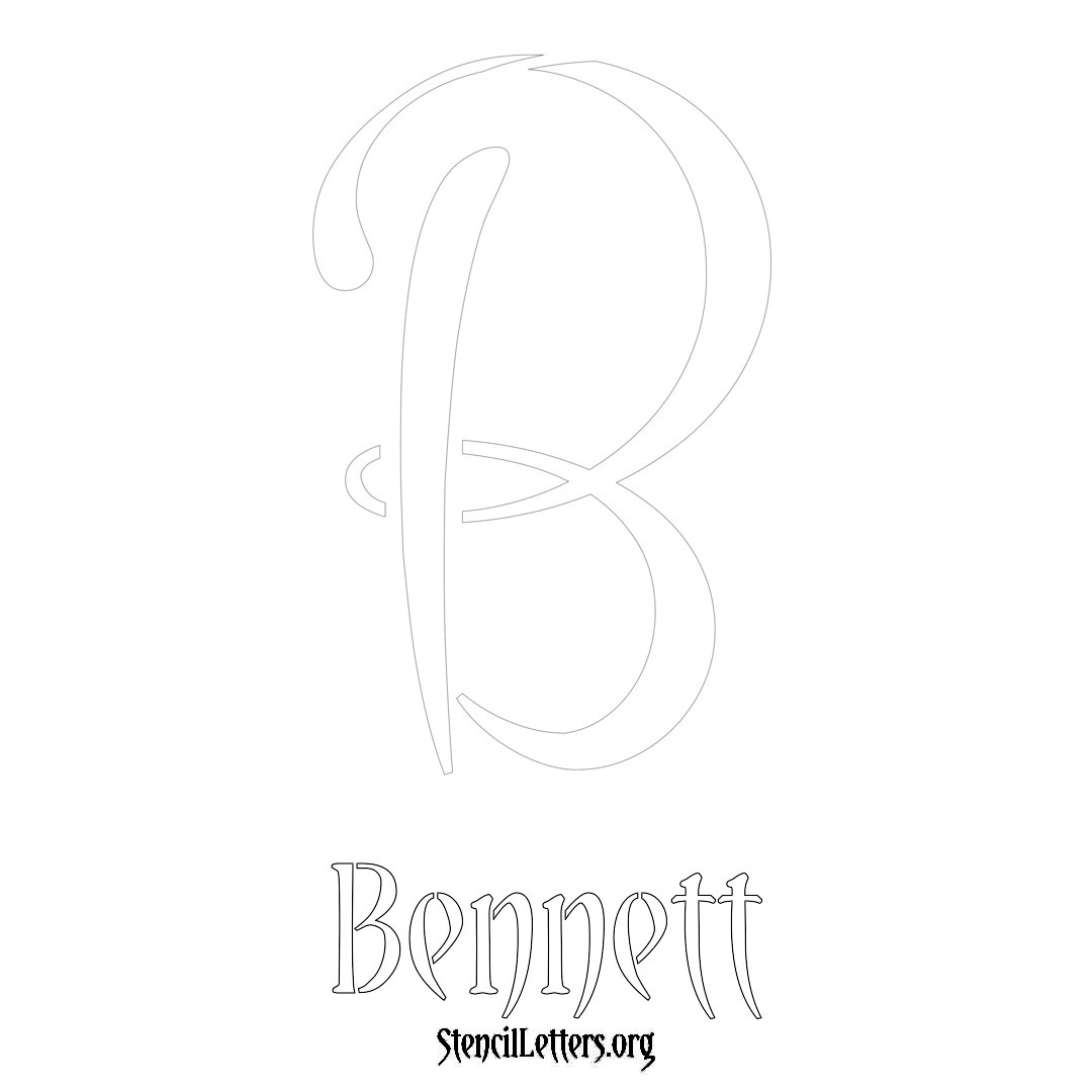 Bennett printable name initial stencil in Vintage Brush Lettering