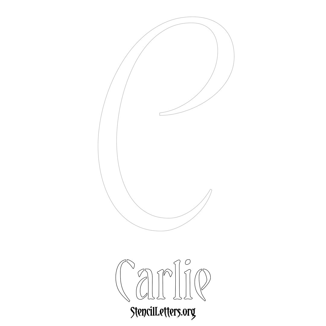 Carlie printable name initial stencil in Vintage Brush Lettering