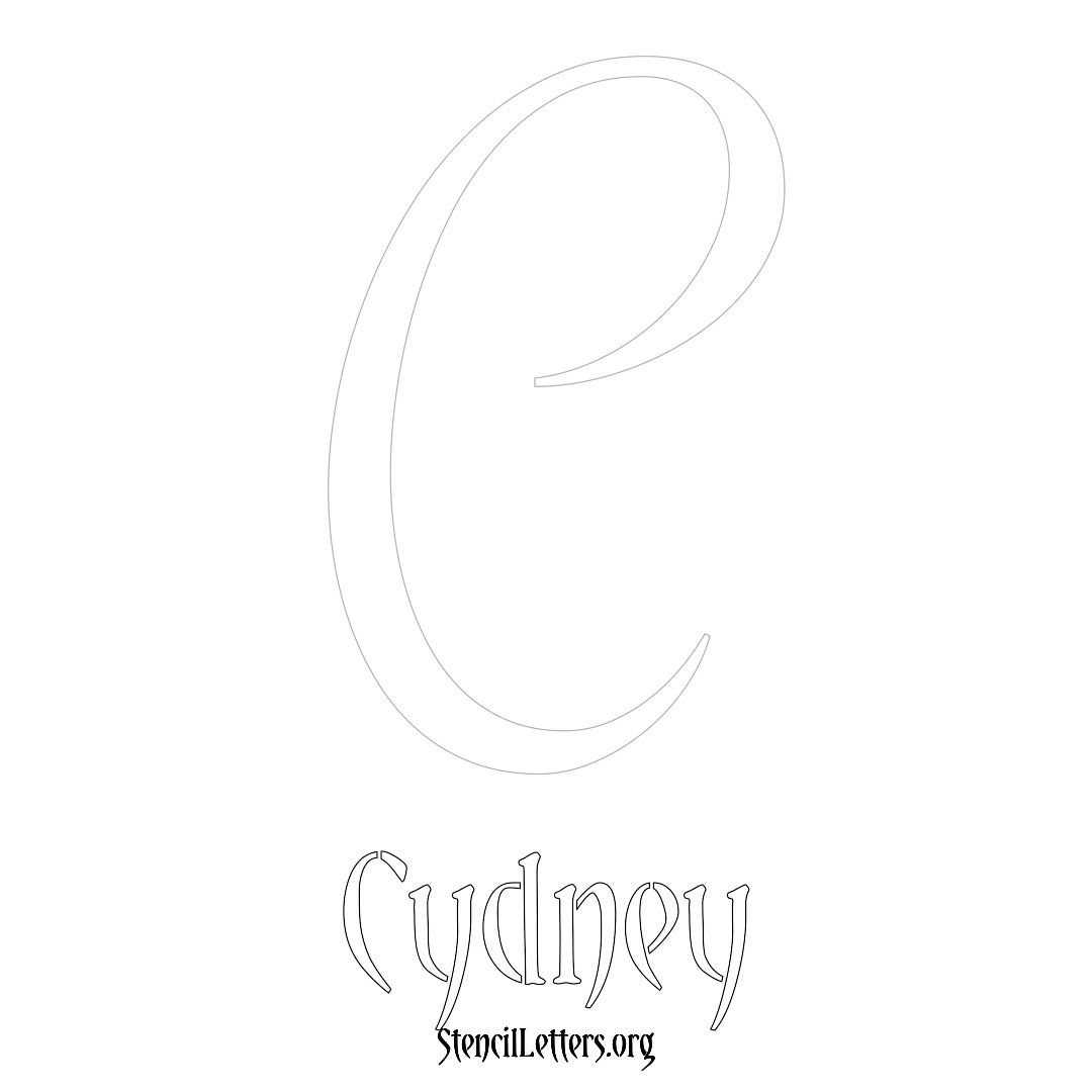Cydney printable name initial stencil in Vintage Brush Lettering