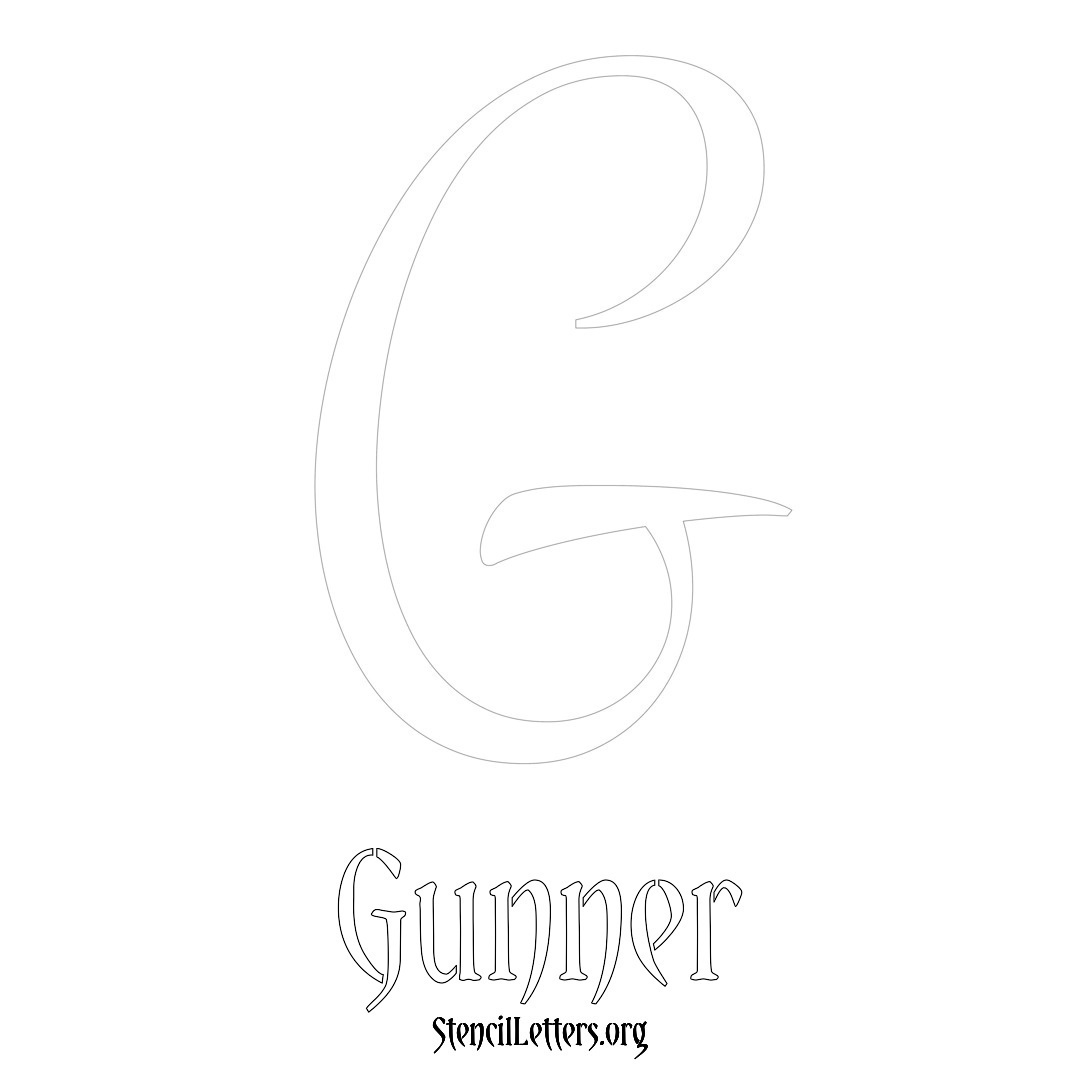 Gunner printable name initial stencil in Vintage Brush Lettering