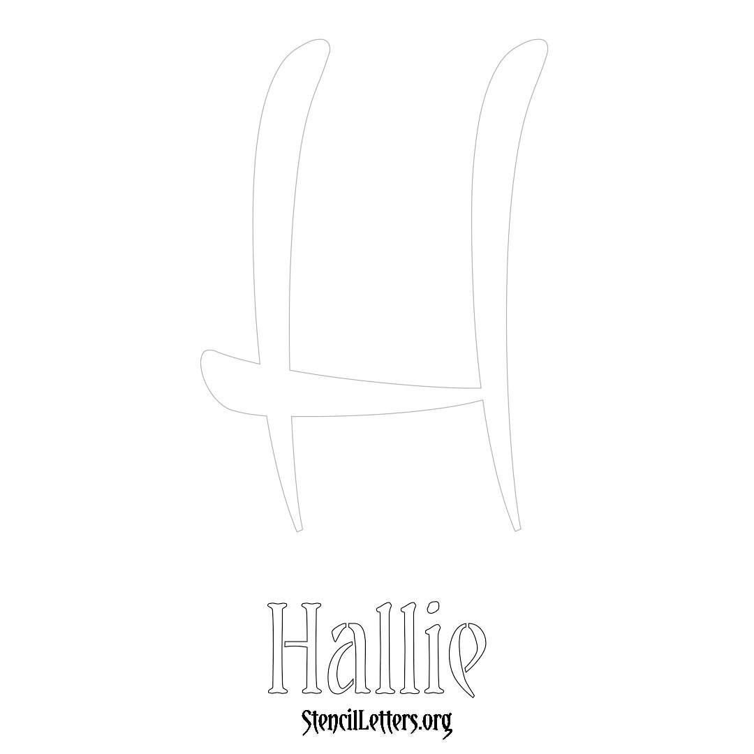 Hallie printable name initial stencil in Vintage Brush Lettering