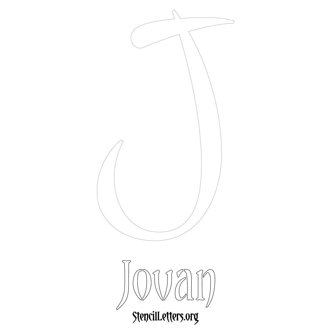 Jovan printable name initial stencil in Vintage Brush Lettering