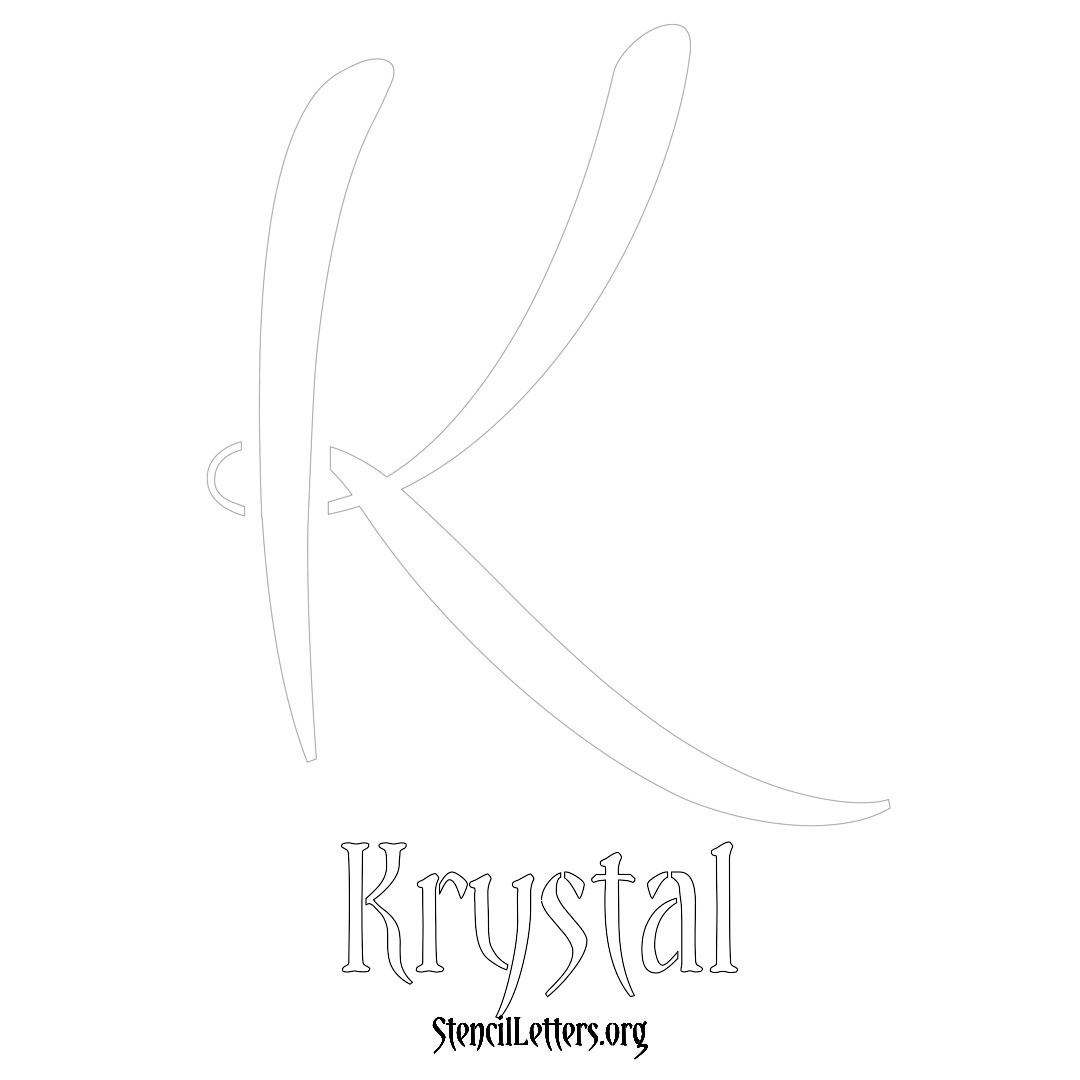 Krystal printable name initial stencil in Vintage Brush Lettering