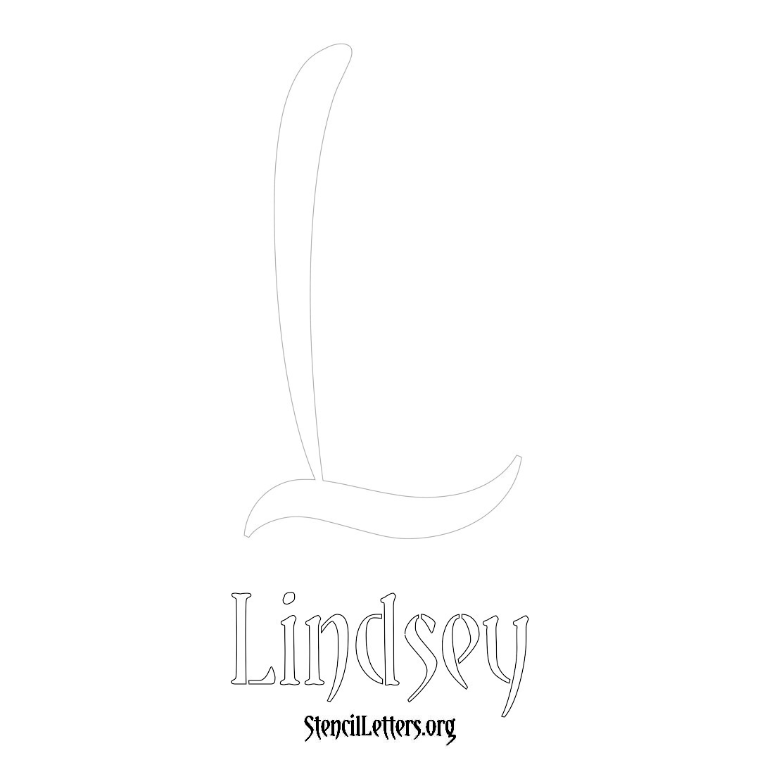 Lindsey printable name initial stencil in Vintage Brush Lettering