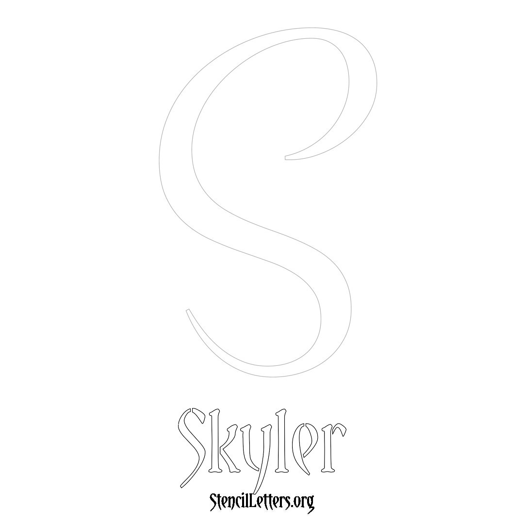 Skyler printable name initial stencil in Vintage Brush Lettering