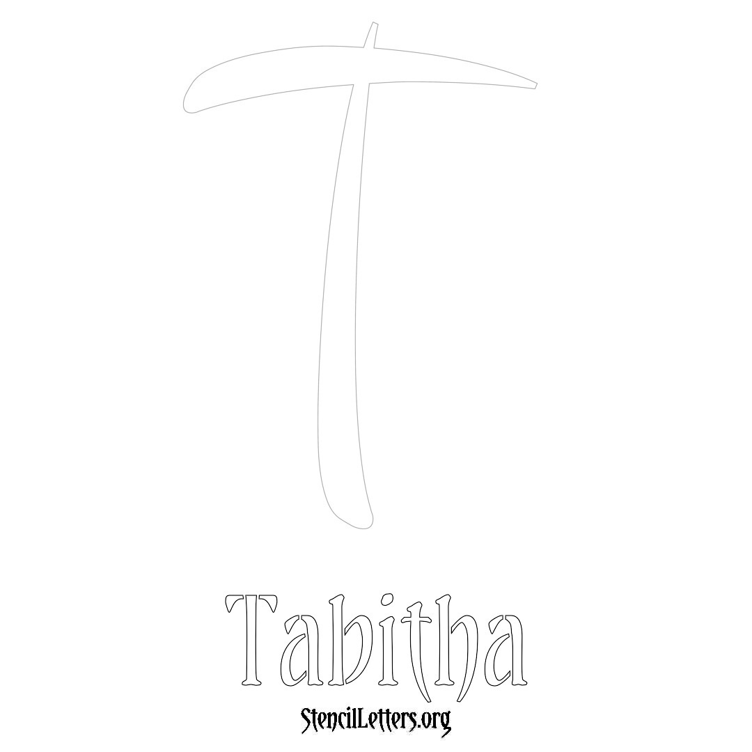 Tabitha printable name initial stencil in Vintage Brush Lettering