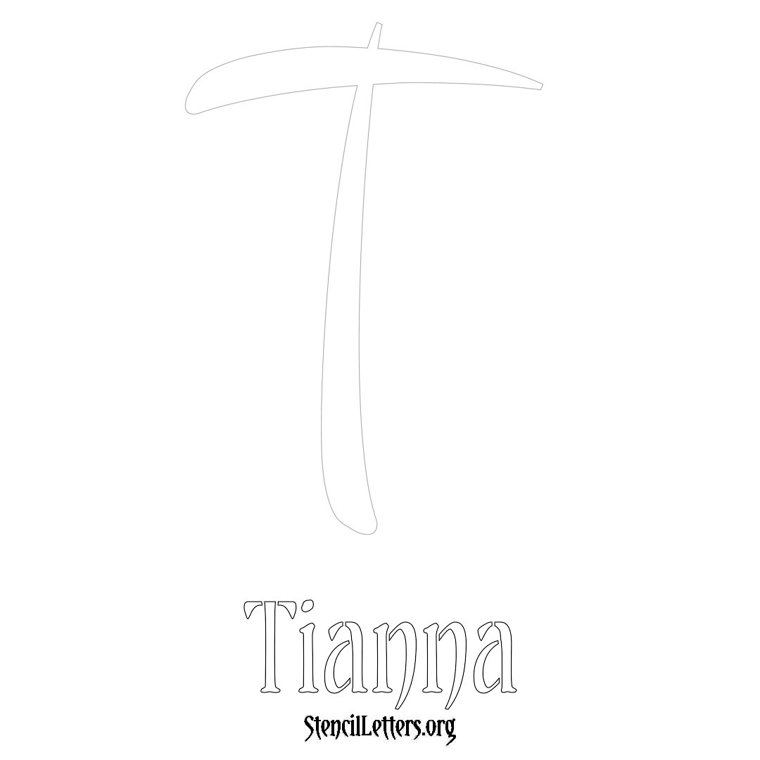Tianna printable name initial stencil in Vintage Brush Lettering