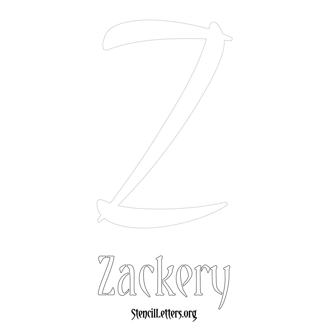Zackery printable name initial stencil in Vintage Brush Lettering