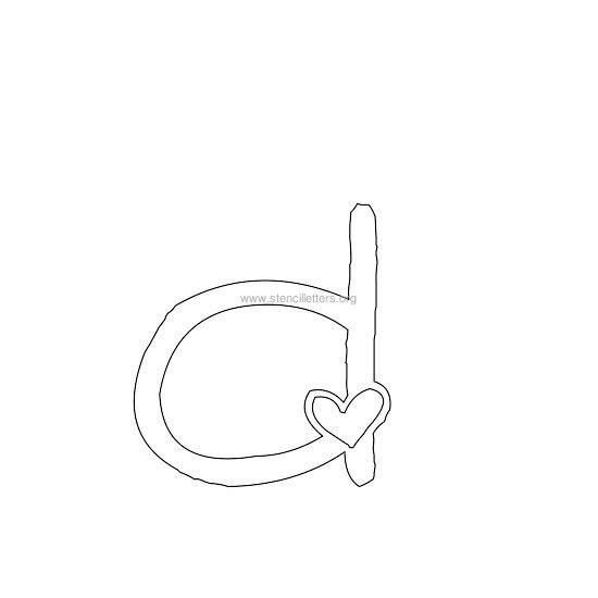 heart design stencil letter d
