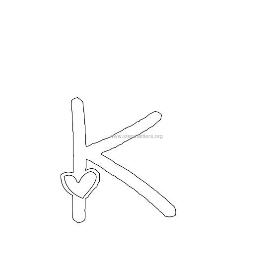 heart design stencil letter k