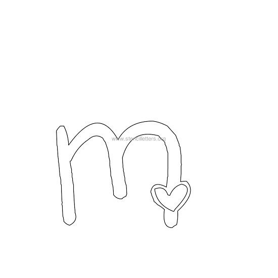 heart design stencil letter m