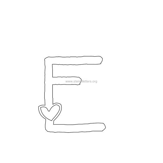 heart design stencil letter e