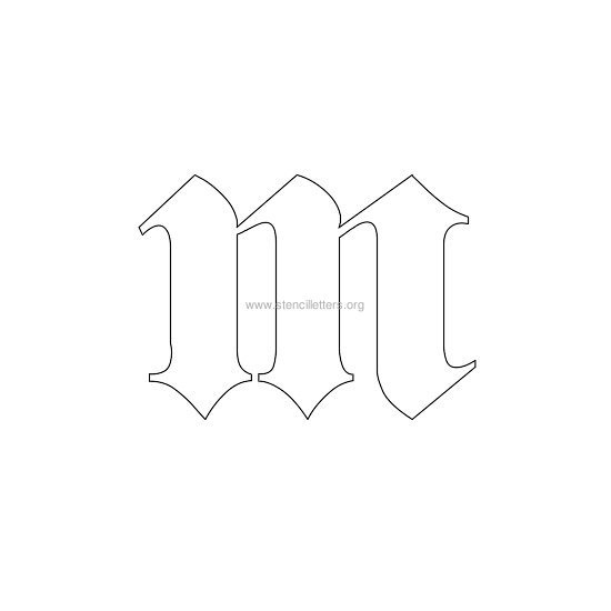lowercase old-english wall stencil letter m