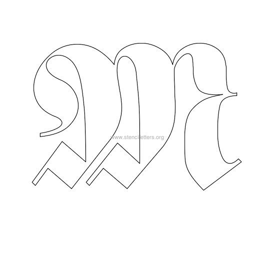uppercase old-english wall stencil letter m