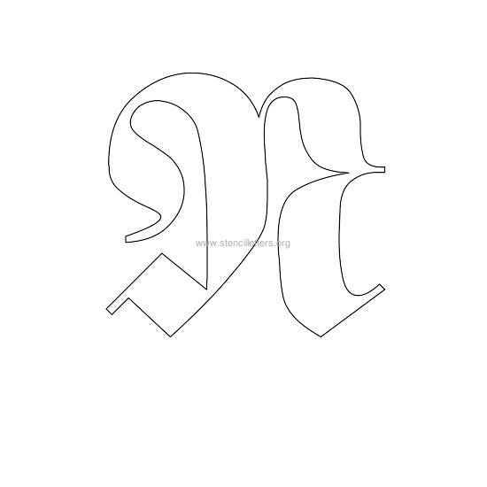 uppercase old-english wall stencil letter n