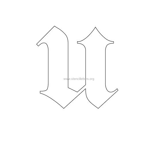 uppercase old-english wall stencil letter u