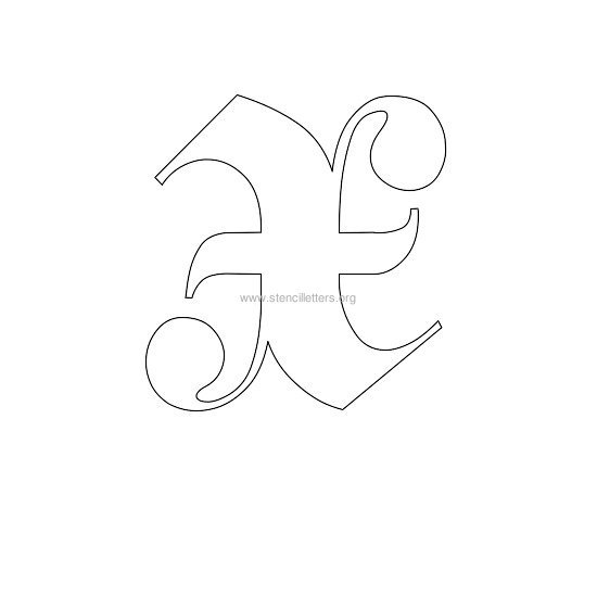 uppercase old-english wall stencil letter x