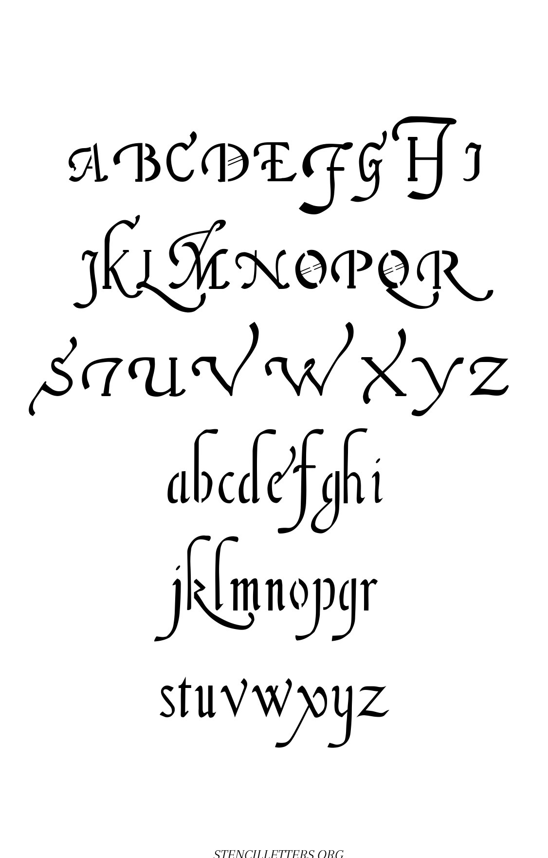 16th Century Cursive free printable letter stencils