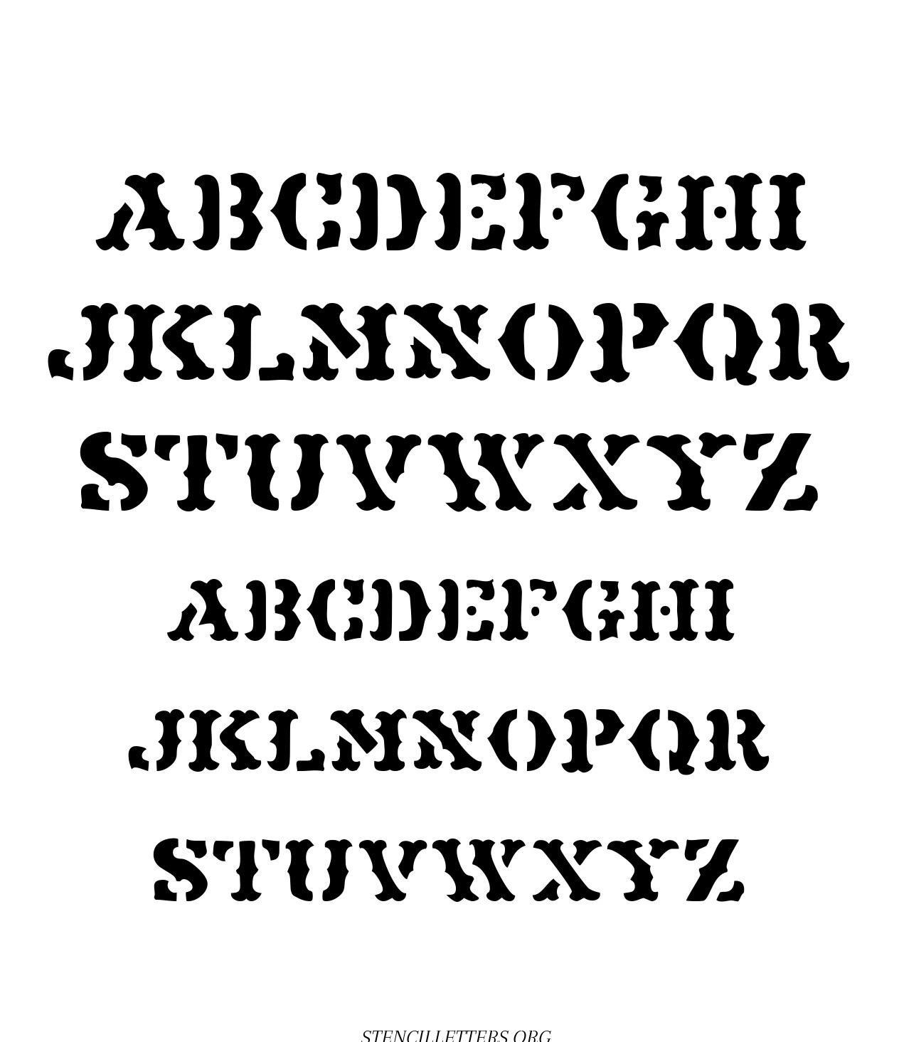 Cowboy Western Tuscan Free Printable Letter Stencils with Outline Cutout Letters - Stencil Letters Org