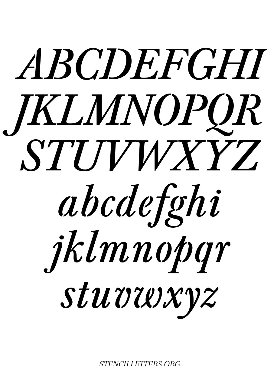 Formal Italic free printable letter stencils