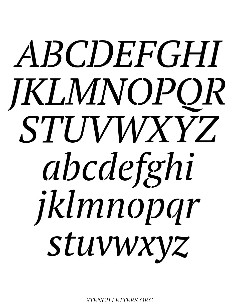 New Italic Free Printable Letter Stencils with Outline Cutout Letters - Stencil Letters Org