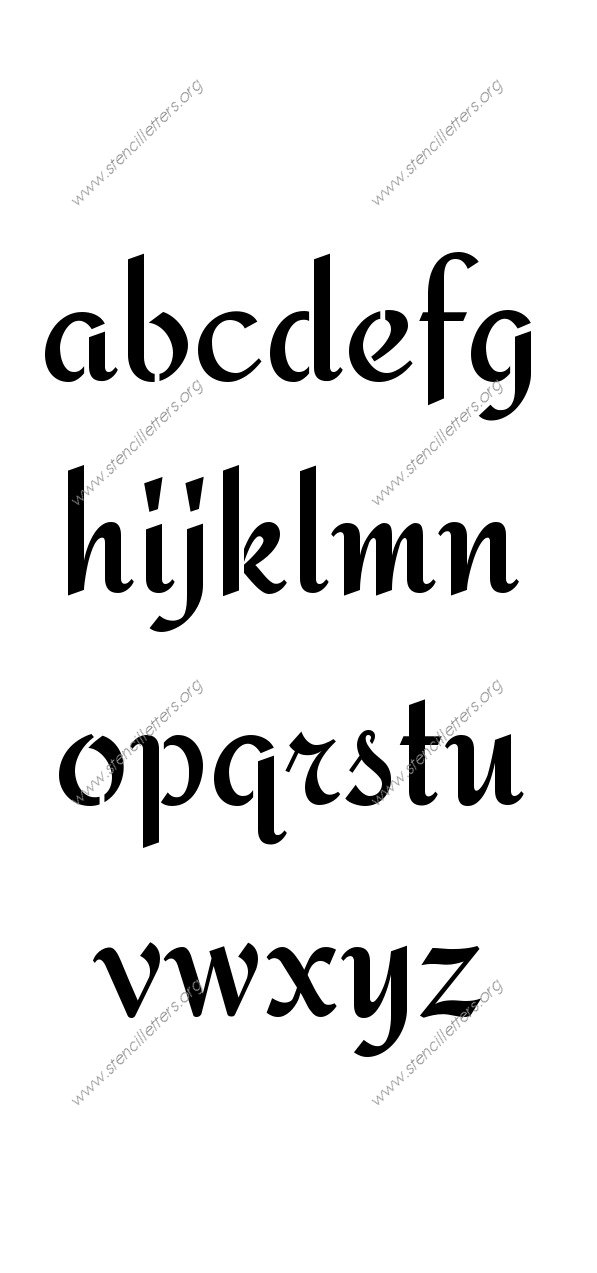 Cursive Script Calligraphy A to Z lowercase letter stencils