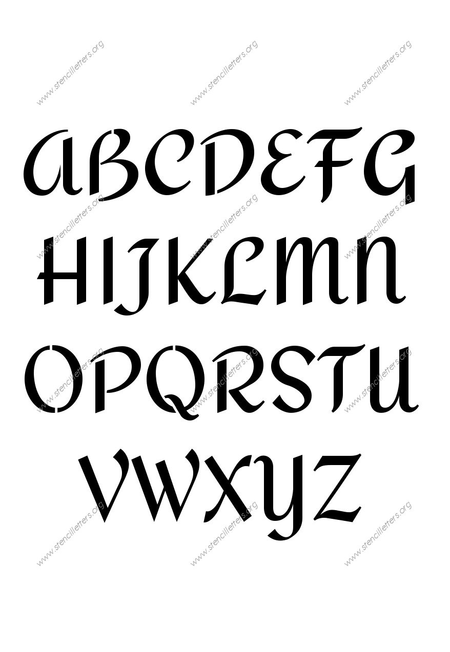 Cursive Script Calligraphy A to Z uppercase letter stencils