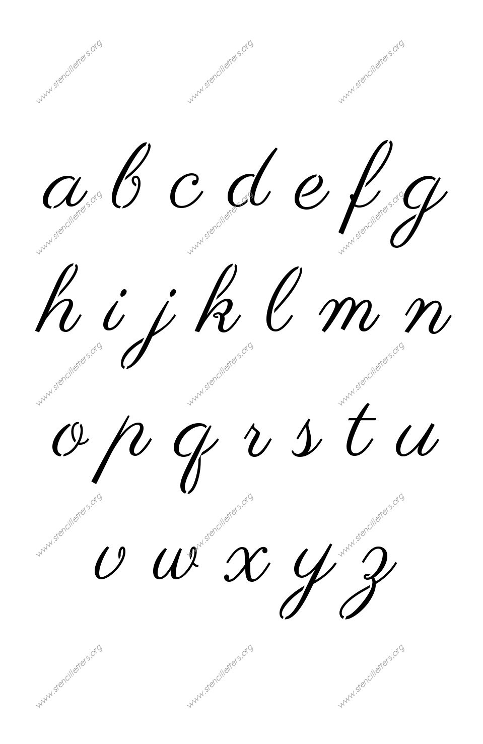 1960s Calligraphy A to Z lowercase letter stencils