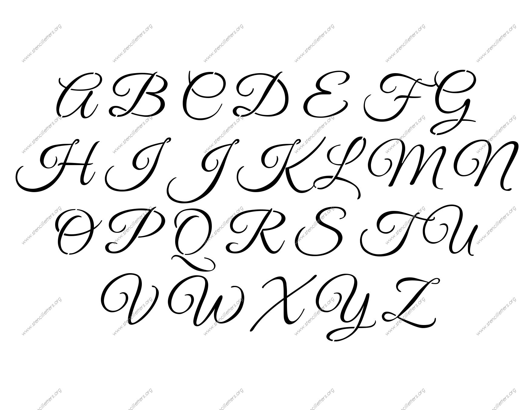Elegant Calligraphy A to Z alphabet stencils