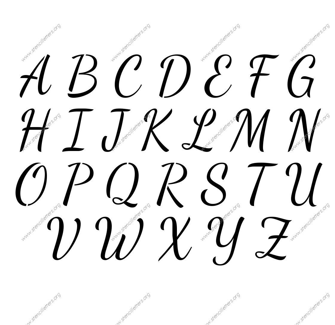 1950s Cursive Script A to Z uppercase letter stencils