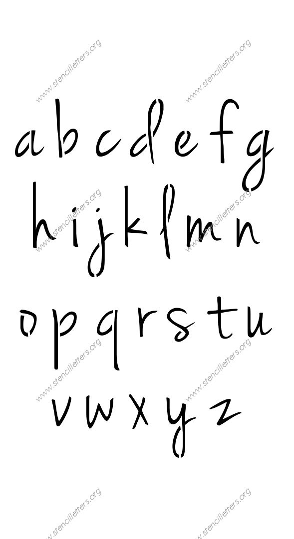 Casual Handwritten Cursive A to Z lowercase letter stencils