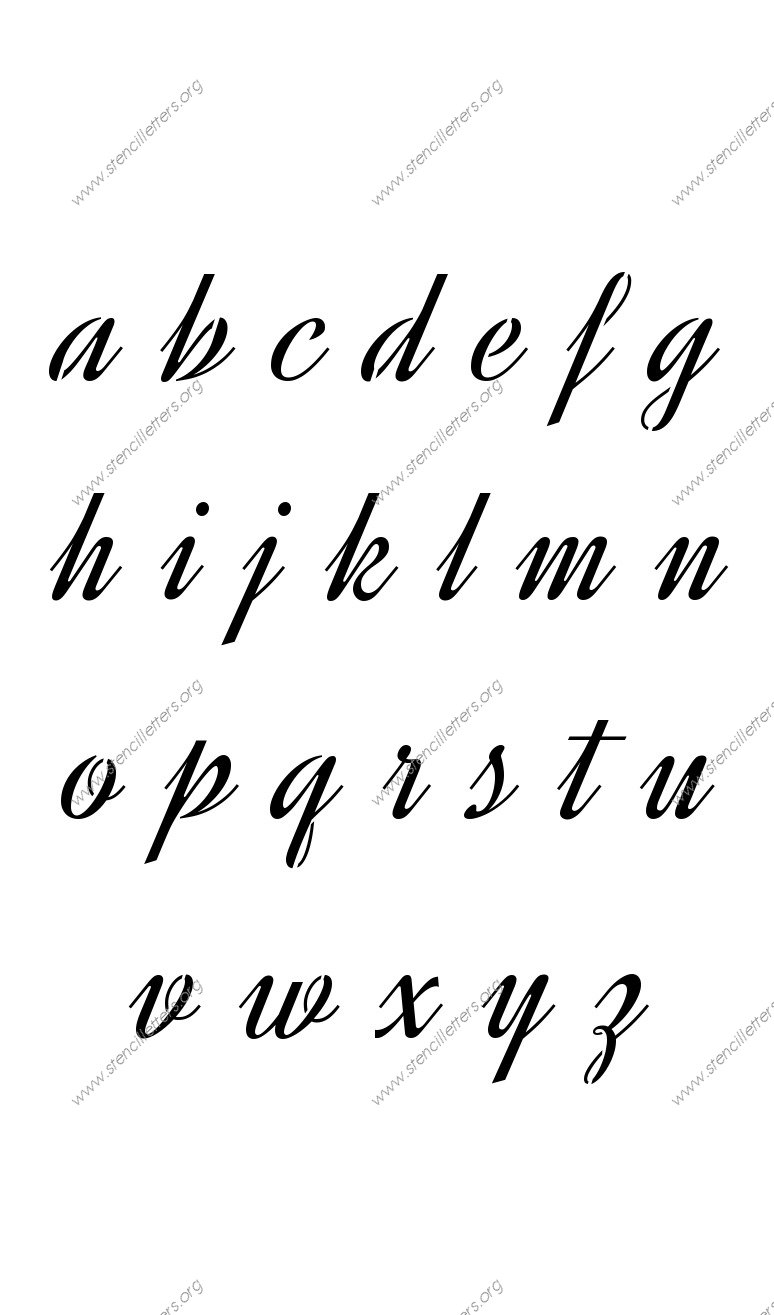 Retro Vintage Cursive A to Z lowercase letter stencils
