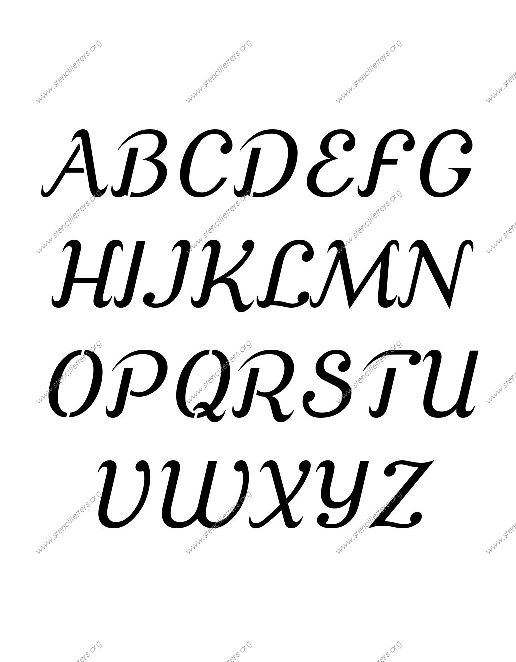 Grand Ornamental Cursive A to Z alphabet stencils